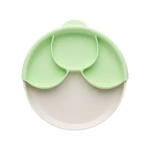 Miniware 天然聚乳酸兒童學習餐具分隔餐盤組(附吸盤)-綠色