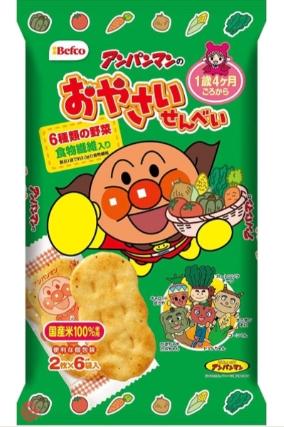 日本Befco栗山 麵包超人  野菜米餅(2枚*6袋)16m+