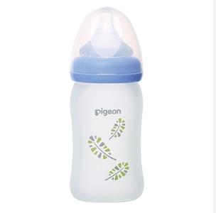 日本 PIGEON 貝親 母乳寬口徑耐熱玻璃奶樽樹紋160ML