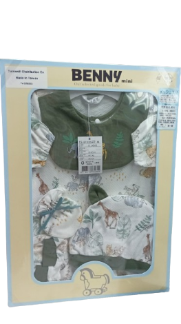 Benny 奇幻雨林 -初生送禮套裝(兩用套裝+圍兜+帽+手套) ( 綠色) 