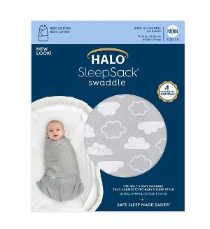 HALO 防窒息2合1包被睡袋( 灰雲朵 /純綿)