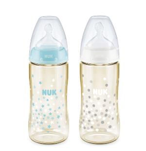 德國 NUK PCH 300mL 寬口PPSU奶瓶/矽膠奶嘴6-18個月中孔